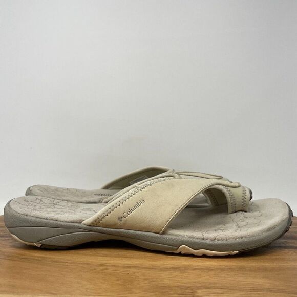Columbia Kea II Women's Size 11 US Tan Suede Toe Loop Leather Flip Flop Sandals - Picture 1 of 7